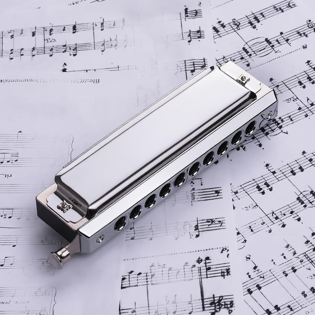 Llave de armónica cromática de C con varillas de bronce fosforado, cubierta de acero inoxidable, ideal para blues country folk jazz viene exquisita caja
