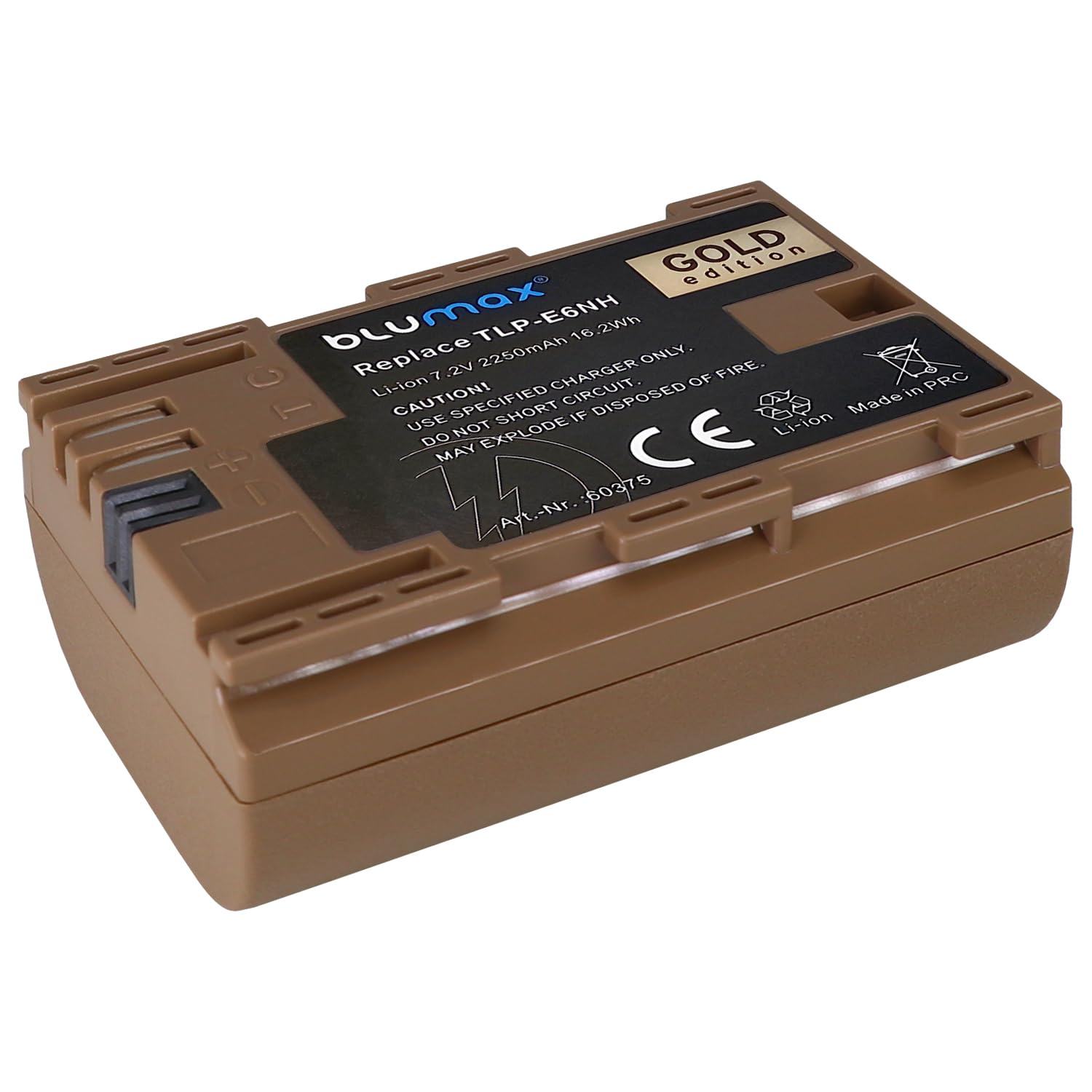 Blumax Gold Akku kompatibel mit Canon LP-E6NH 2250mAh USB Typ-C Ladebuchse NTC-Sensor V1-Gehäuse Canon EOS-R RA R6-MarkII R5 R5c R7
