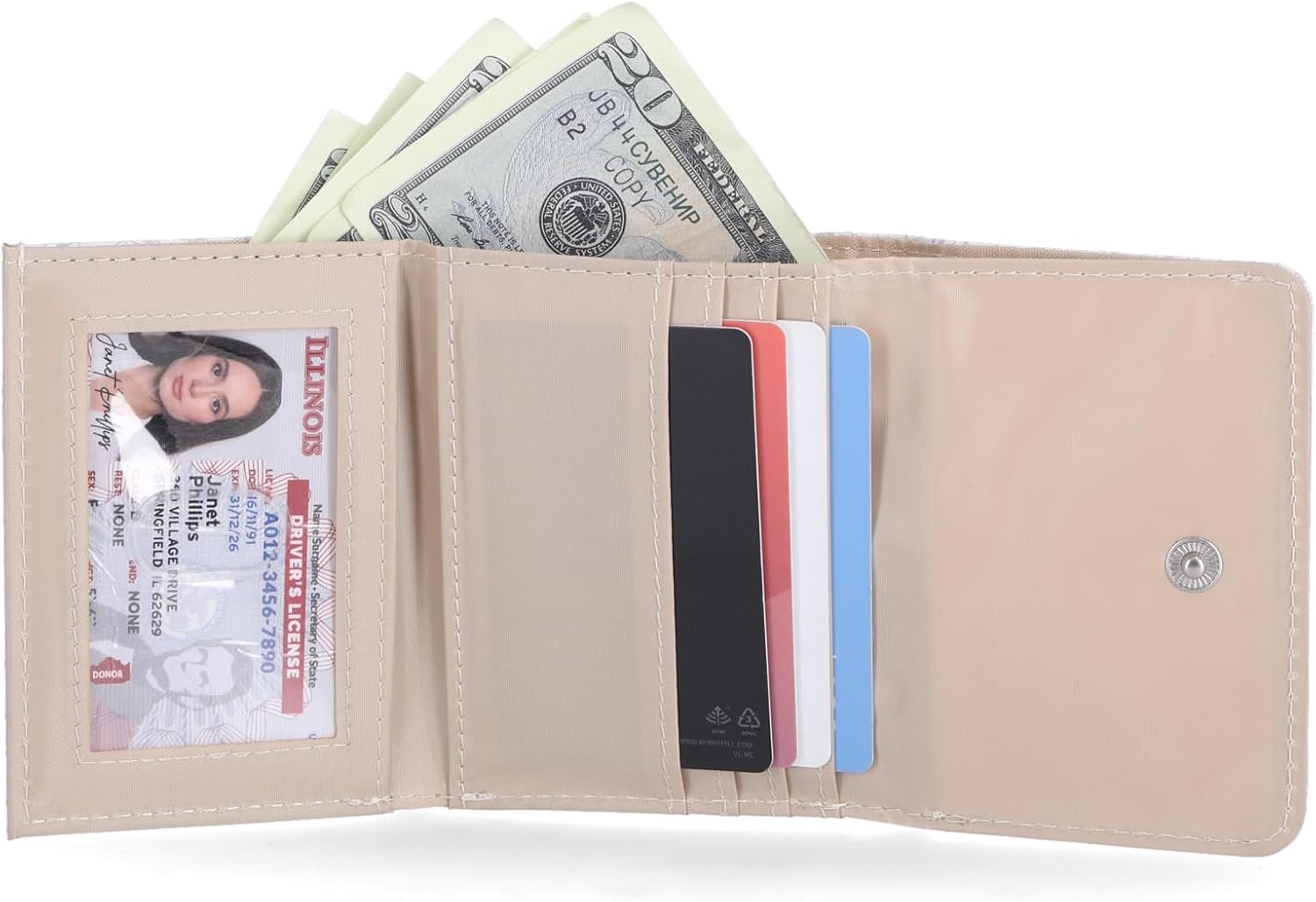 Mundi Anna Indexer Small Wallet for Women, Slim Credit Card Holder with Zipper Coin Pocket, Bifold Compact Womens Wallet with ID Window in Cottage Floral - Image 2