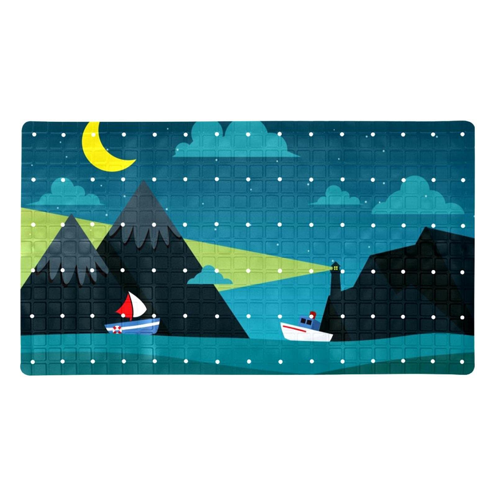 Tapis de baignoire antidérapant avec trous de drainage et ventouses