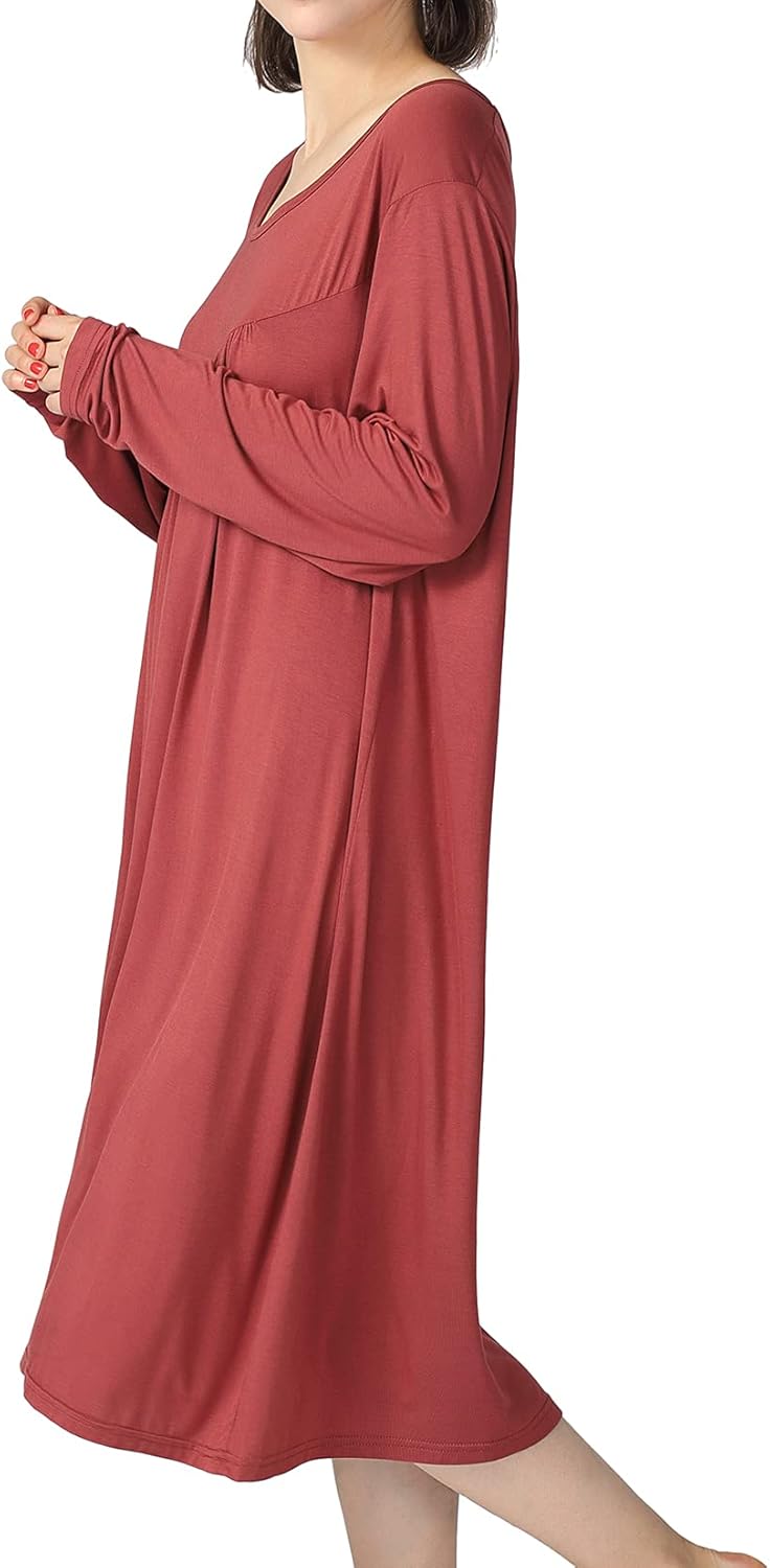 Lu's Chic Women's Plus Size Nightgown Long Sleeve Cotton Sleepwear Pajama Night Dress - Image 2