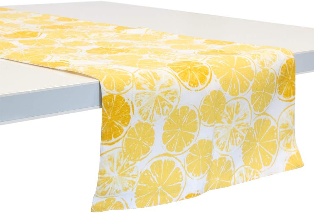Boston International Cotton Table Runner, 13" x 72", Lemon Bar