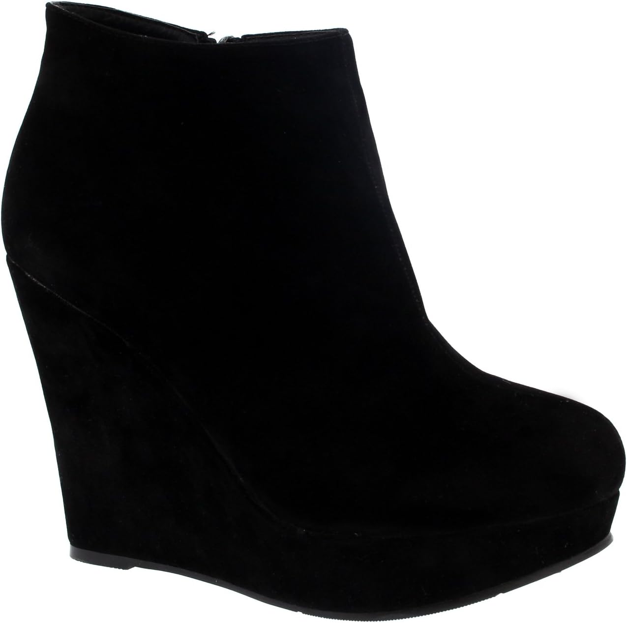 Project Womens High Wedge Heel Black Party Ankle Boot Platform Zipper Shoes Boot
