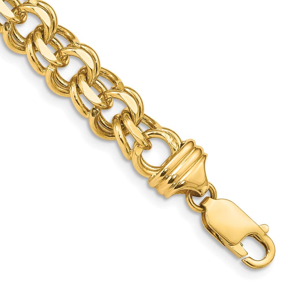 IceCarats 14K Solid Yellow Gold 8.5mm Double Link Chain Charm Bracelet