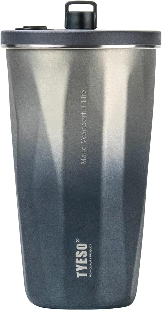 TYESO Stainless Steel Tumbler with straw inside Stainless steel wide-mouth vacuum insulation home office outdoor multi-color thermal insulation and cold insulation cover with 20oz (Sliver)