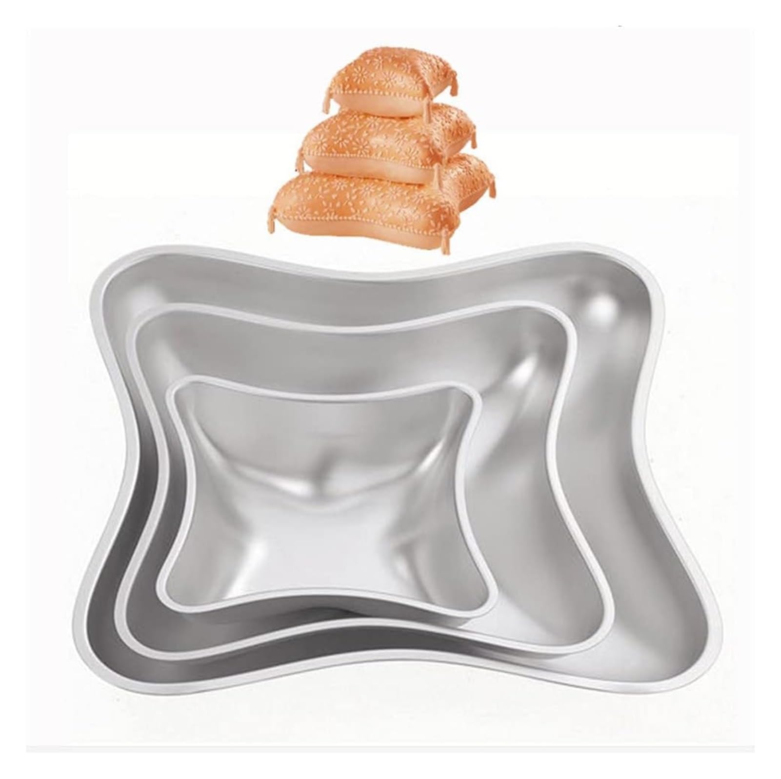 Stampi fai da te for creazione artistica, set artigianale fatto a mano, set di 3 stampi for torte fai da te, forma di cuscino, forma di cuscino, teglia for torte, stampo in lega di alluminio for dolci