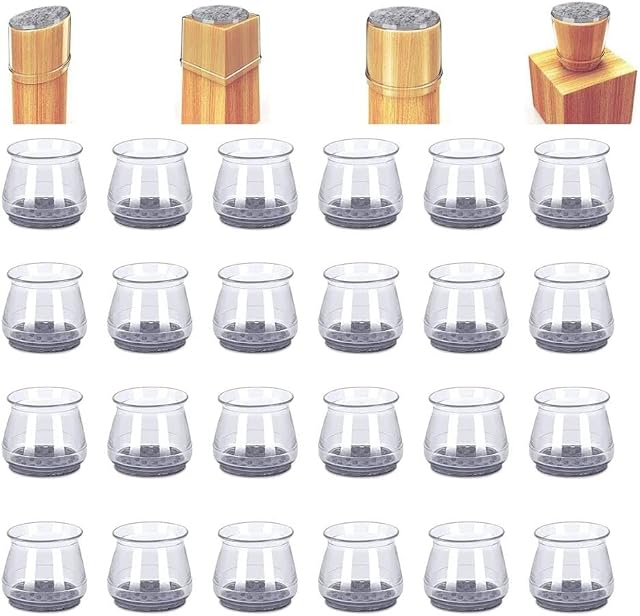 16pcs Chair Leg Floor Protectors by HEALUA - Clear Silicone Chair Leg Caps Covers & Protectors for Hardwood Floors - Stops Hard Floor Scratches & Reduces Noise