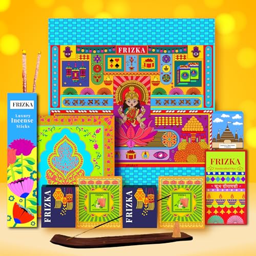 Image of Frizka Gift Box | 12 Premium Products | Urli, Candles, Dhoop, Incense Stick, Diya's, Silver Bowl | Luxury Hamper for Family, Friends & Corporate Gifting, Birthday, Wedding Hamper, Wedding