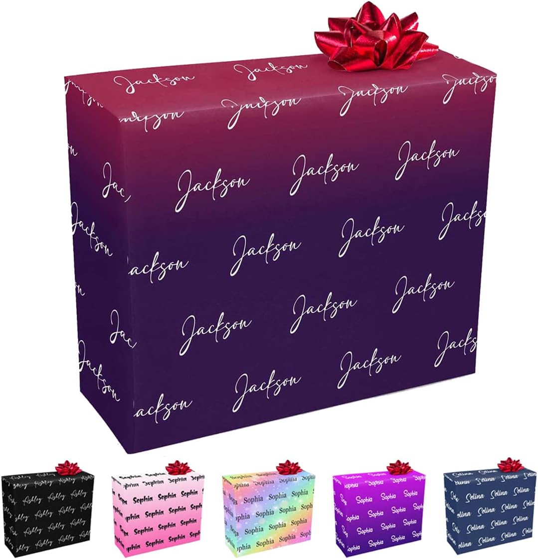 MyPupSocks Customized Name Gift Wrapping Paper