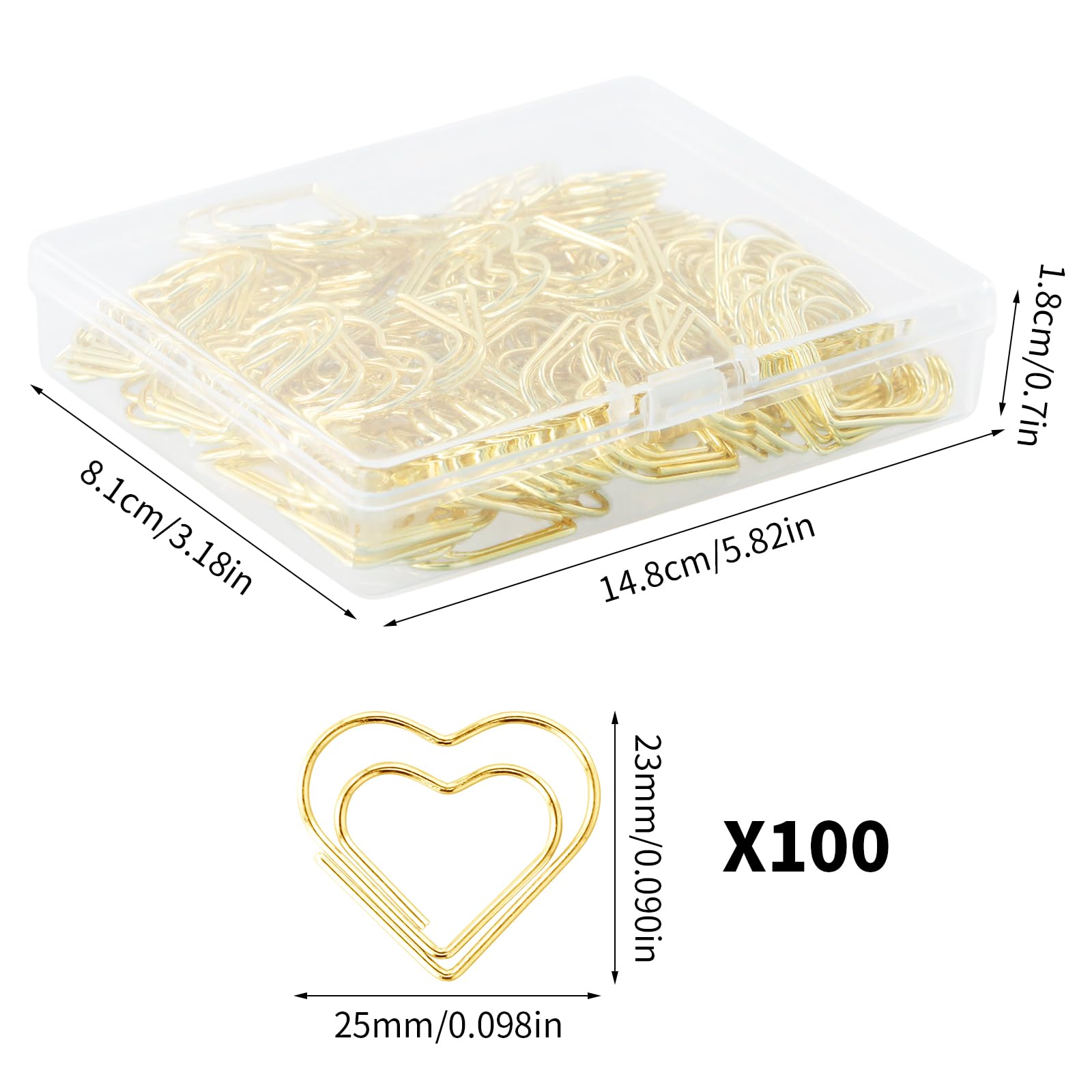 100 Graffette A Cuore In Metallo Dorato - Per Ufficio, Scuola E Regali - Foto 3