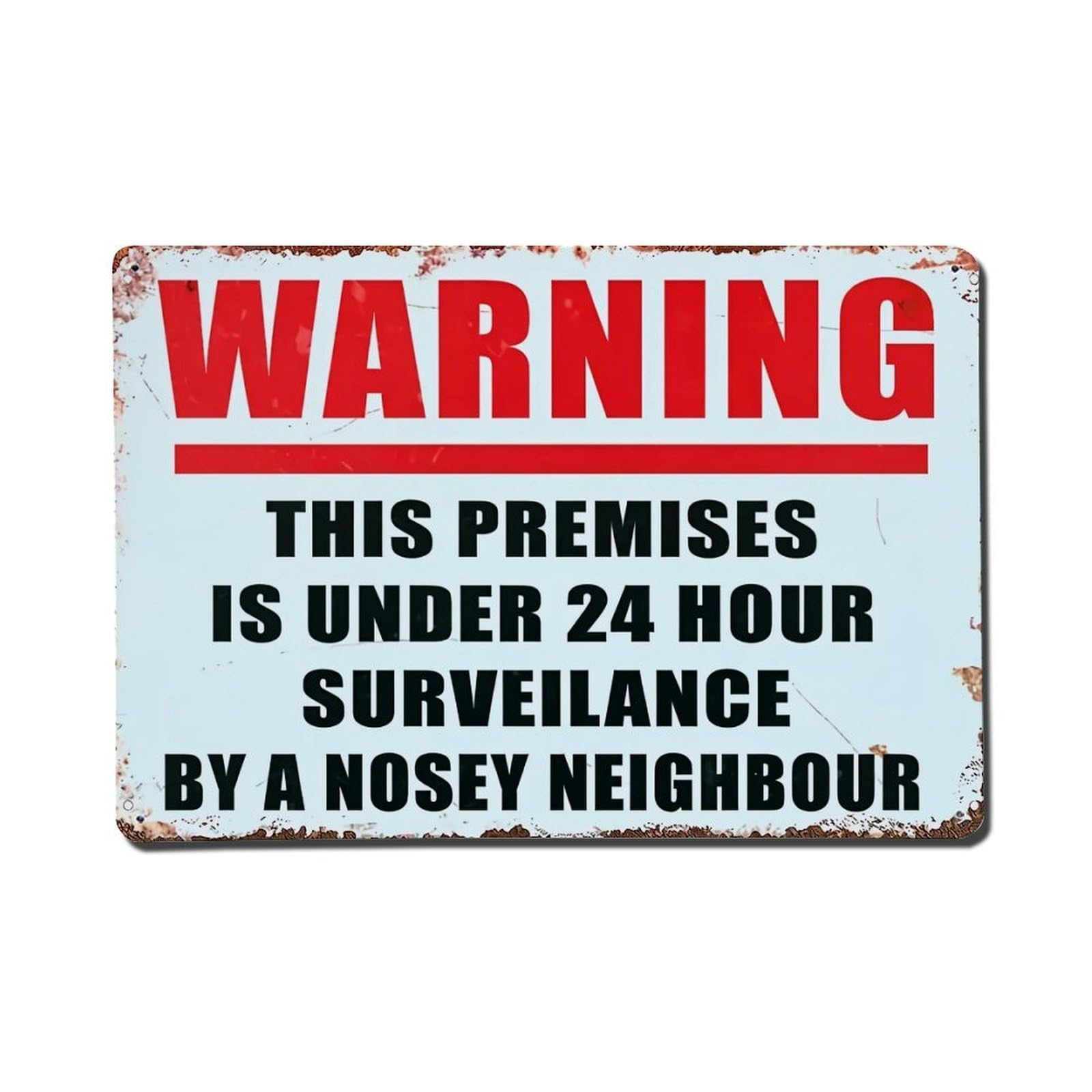 Warning Sign Surveillance Notice Humor Tin Sign Metal Poster Vintage Metal Signs for Home Man Cave Bar Cafe Kitchen laundry room Wall Decorations Gift 8x12Inch
