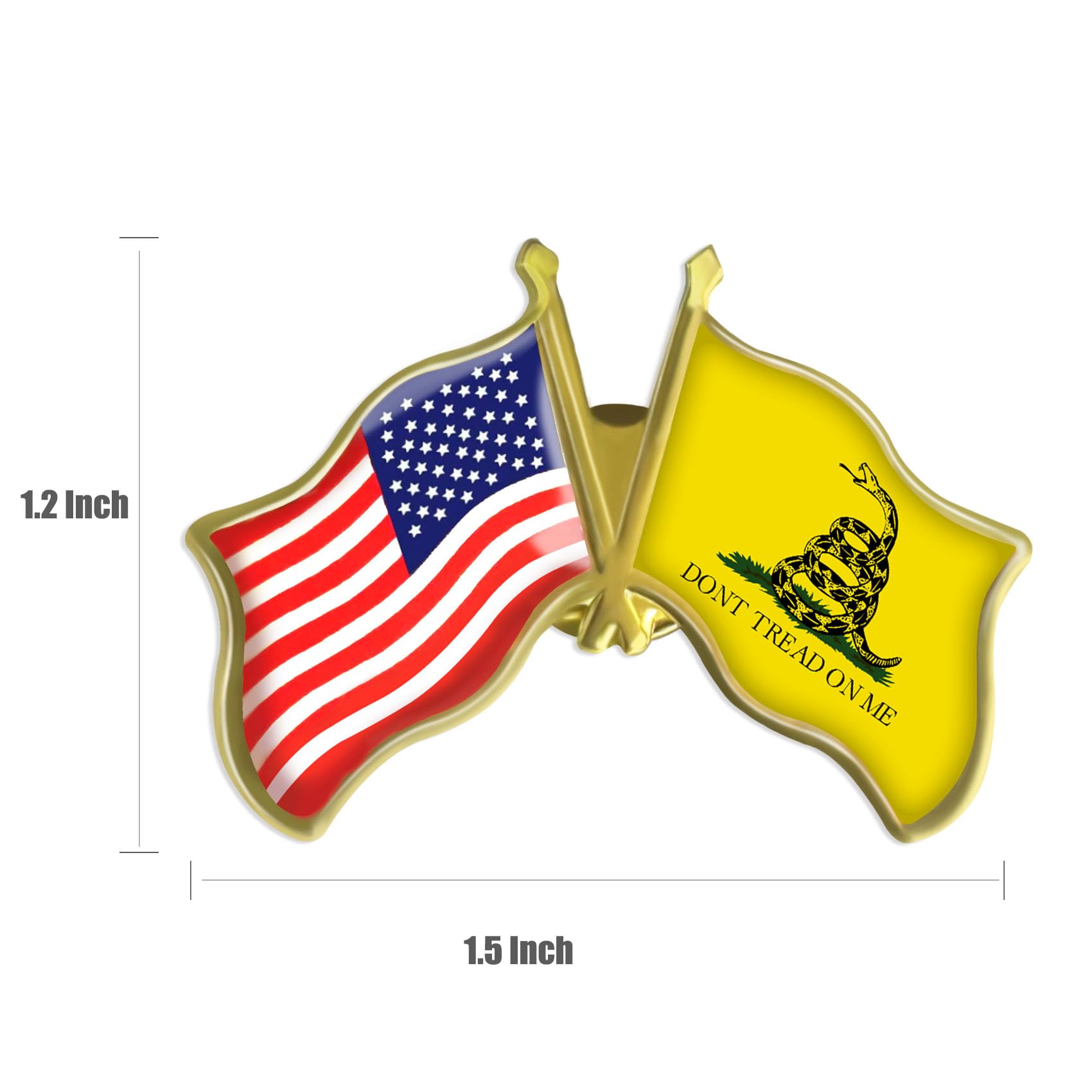 6/12/50/100 pines de solapa con la bandera de Estados Unidos "Don't Tread On Me" a granel, 1.5 pulgadas, Estados Unidos, Gadsden, serpiente, té, fiesta, broche de recuerdo