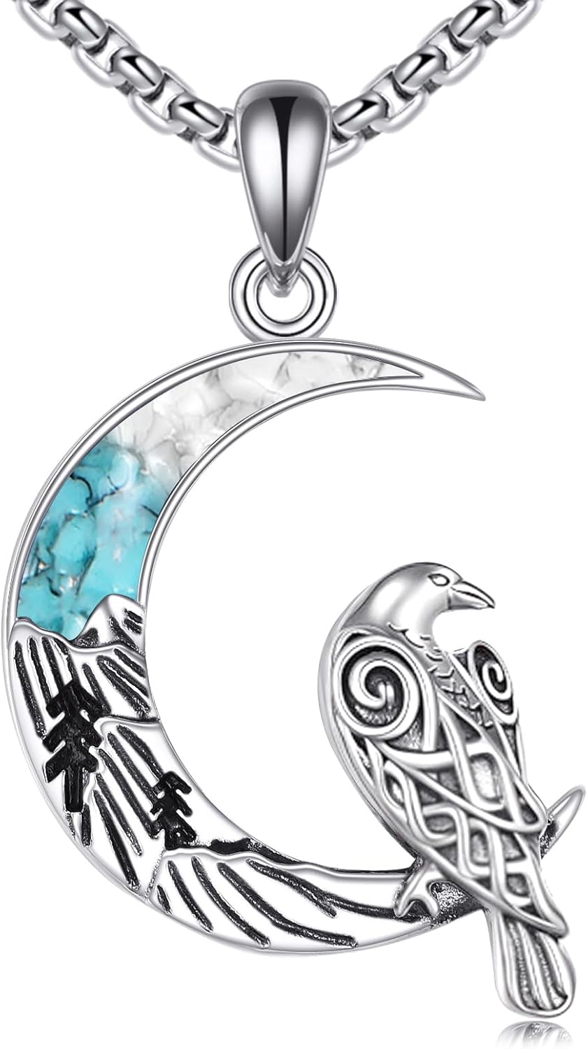 Owl/Horse/Phoenix/Highland Cow/Dinosaur Gifts for Women 925 Sterling Silver Crescent Moon Pendant Jewelry