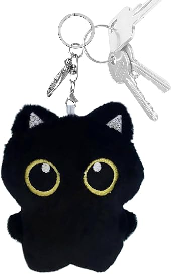 Black Cat Plush Keychain - 12cm Noir Cat Plush Backpack Pendant | Kitten Plush Keychain | Portable Soft Plush Toys, Cartoon Soft Doll Keyring Charms, Bags, Purse Cute Animal Toys