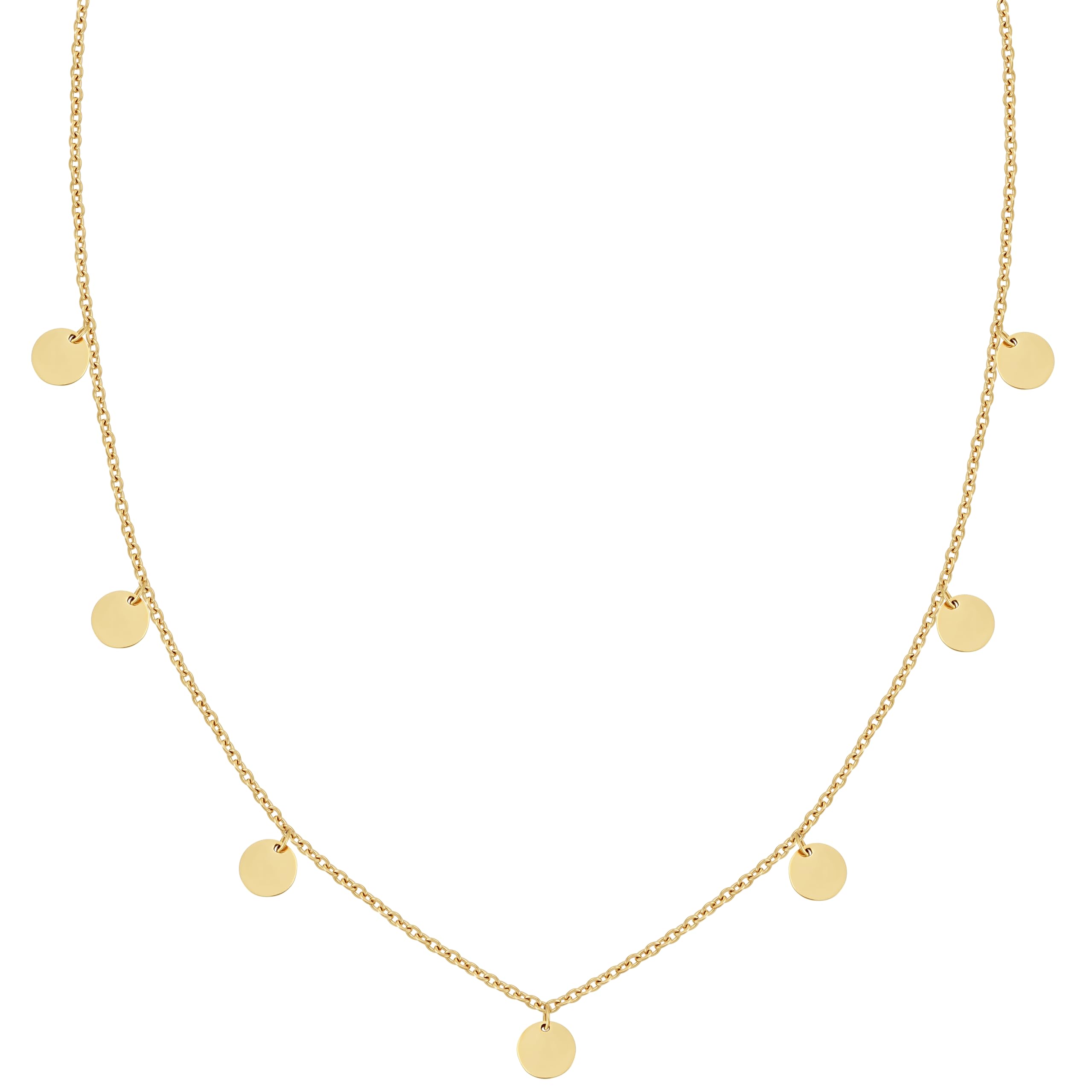 BONNYBIRD® Wasserfeste Edelstahl Kette mit Plättchen Damen in Silber, Gold & Roségold, 100% Wasserfest, Hautverträglich & Langlebig BonnyCoin