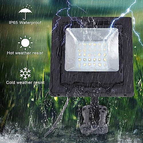 Ousam Led Solar Lights Dusk to Dawn 4400mAh Solar Powered Spotlight Waterproof Flood Light 6000K Lighting with 16FT Cord for Patio, Flag Pole, Fence, White thumbnail 7