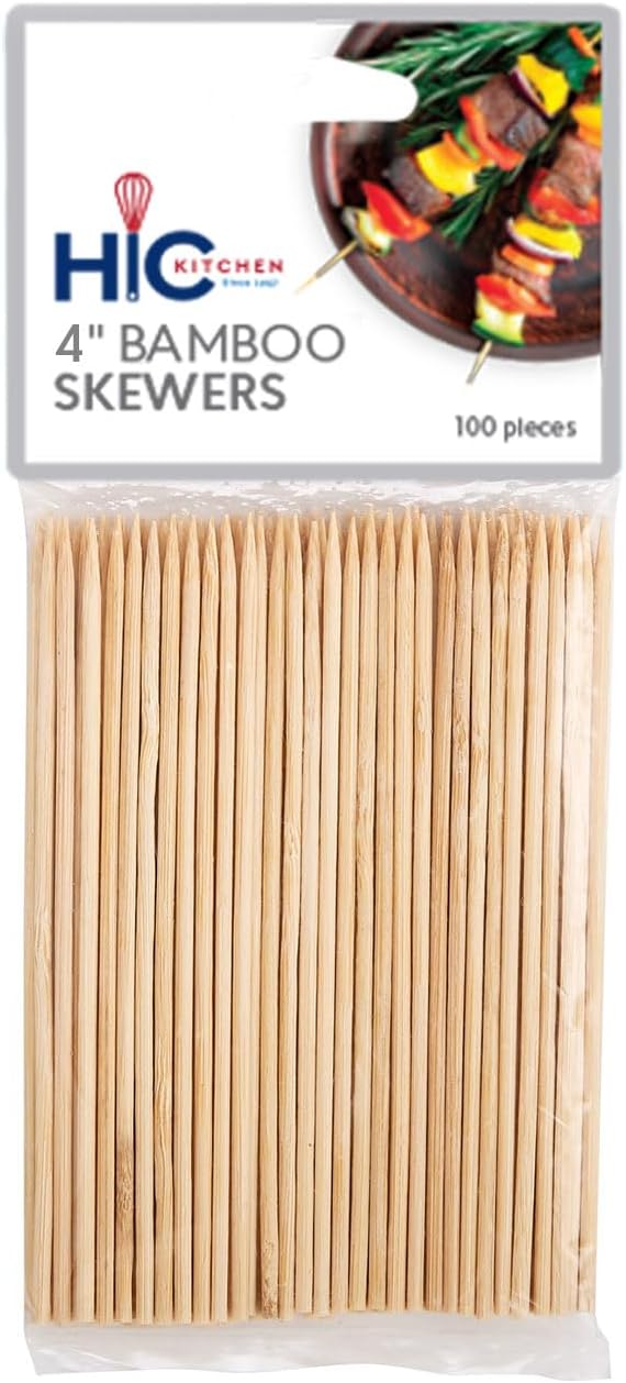 HIC Kitchen Bamboo BBQ Kabob Grill Skewers, 8-Inches Long, Set of 105