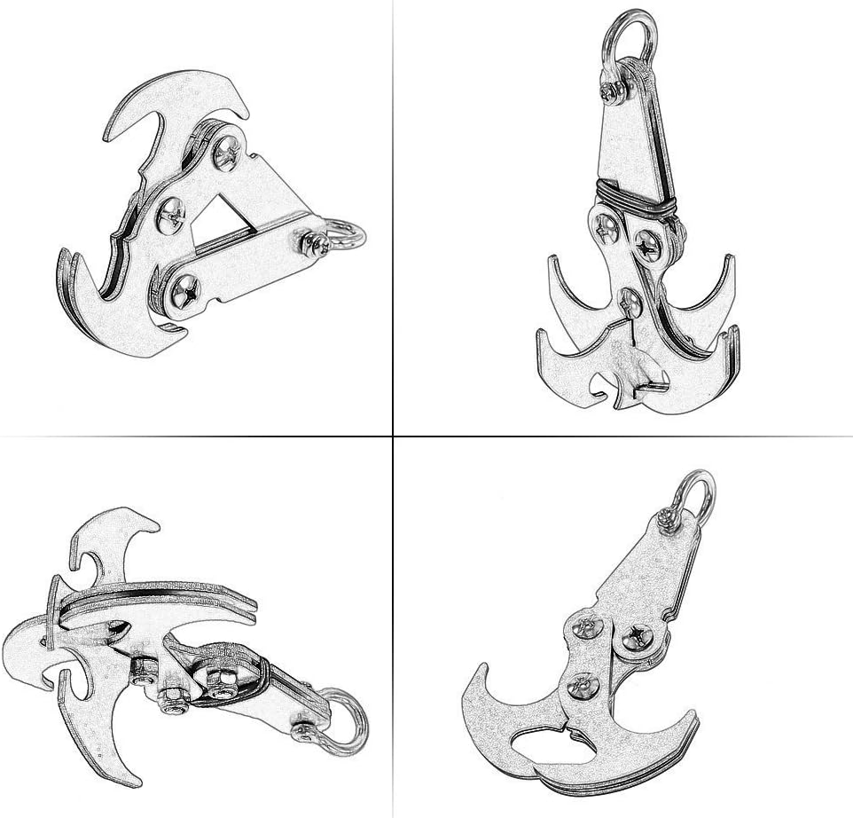 Cyfie Hook Grappling Hook with Magnet, Stainless Steel Tree Climbing Claw Carabiner Multifunction Hook for Outdoor Activity EDC Tool Bug Out Bag, Emergency Vehicle Traction, NOT for Exercising