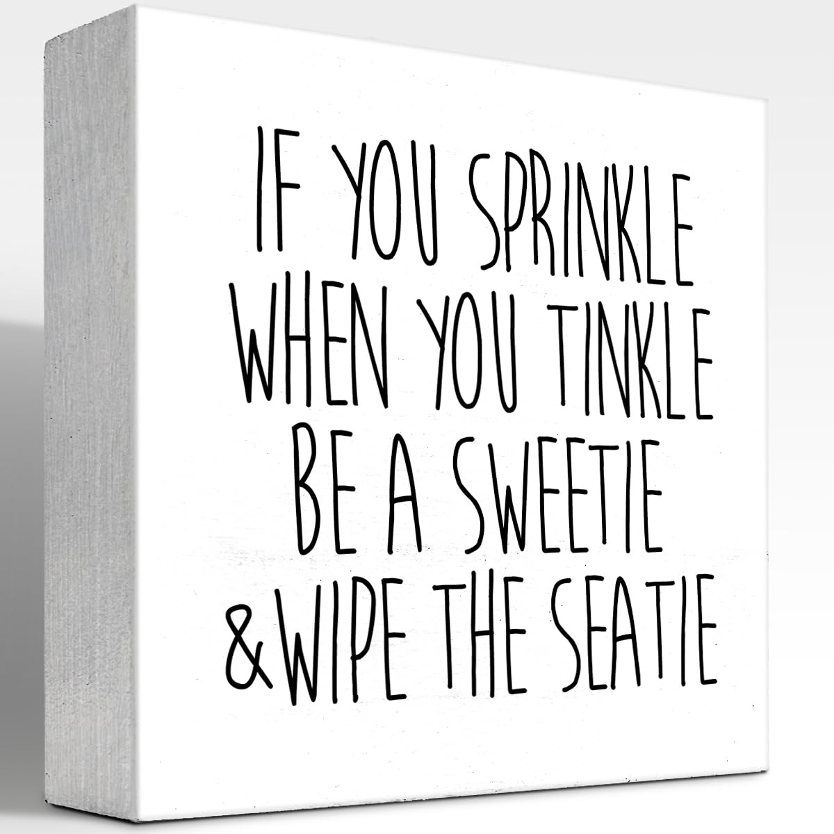 z-crange Be a Sweetie and Wipe the Seatie Funny Bathroom Wood Block Sign Desk Decor,Rustic Wooden Box Plaque Sign Desk Decor for Home Office Restroom Toilet Shelf Table Decorations