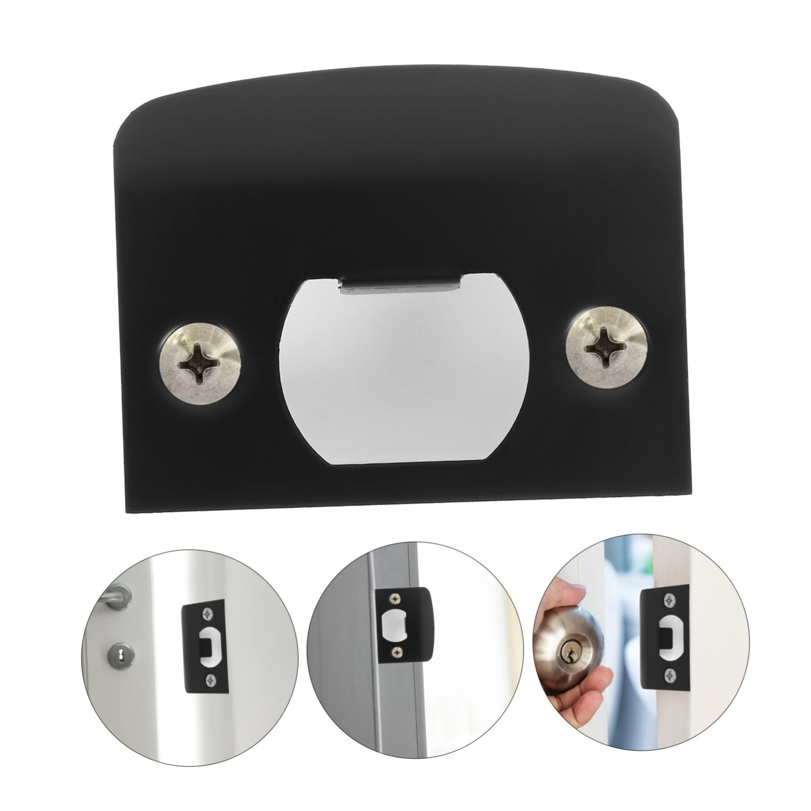 EXCEART 16 Ensembles Boucle à Ardillon Verrouillable Bouche-Trou Plaque De Recouvrement pour Pêne Dormant Gâche Plaque De Renfort De Porte Kit De Réparation en Métal Acier Inoxydable Black