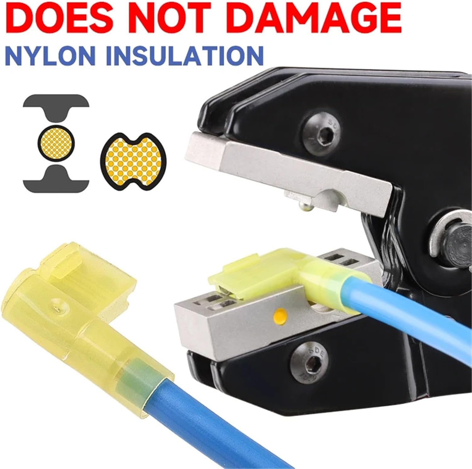 Flag Terminals FLDNY5.5-250 Crimper Pliers YF-09FL For 12-10AWG(4-6mm²) Wire Crimping Tools Spade Pre-Insulated Connector