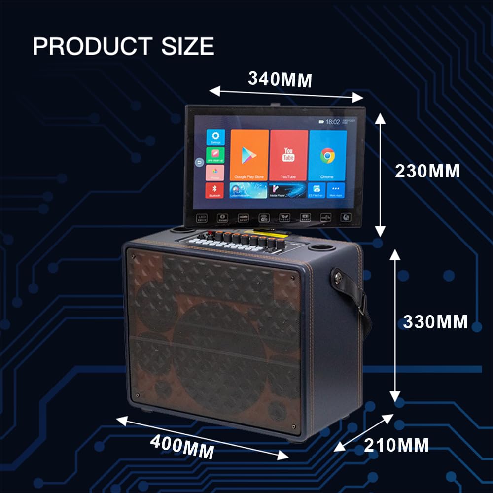 Portable Karaoke Machine, Professional Karaoke Bluetooth Speaker Touch Screen, Used for Home Singing, Dancing, Parties, Watching Movies, Supporting Bluetooth/TF/USB/AUX/TWS/WiFi/Connection to TV