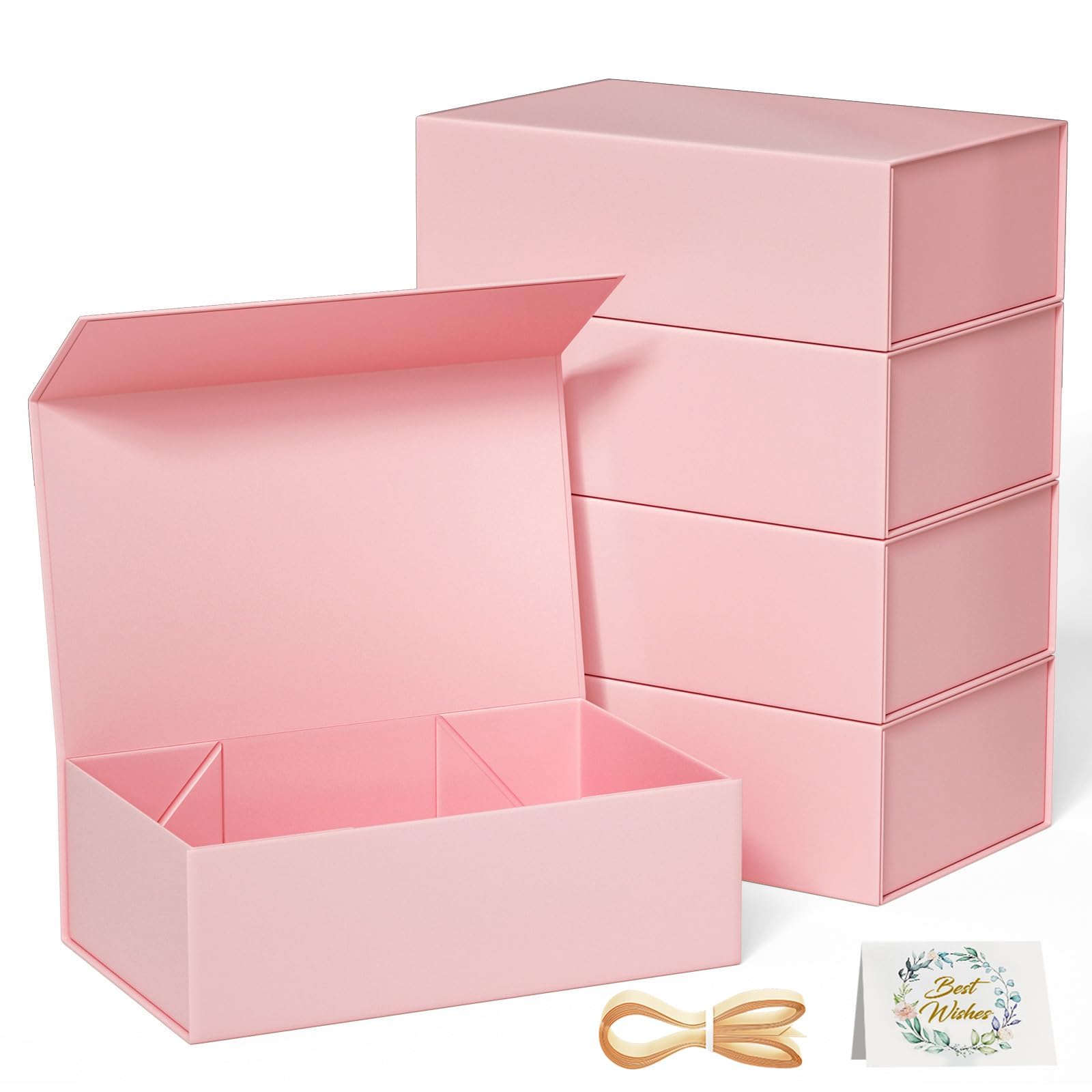 RYDDOY 5 Pack Pink Gift Box, 13.8x9.5x4.3'' Large Gift Boxes with Lids