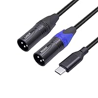 Vista 1 de Cable de audio USB C a doble XLR macho de 3.3 pies,Cable amplificador de potencia estéreo macho USB C a 2 XLR, conexión USB c para teléfono móvil
