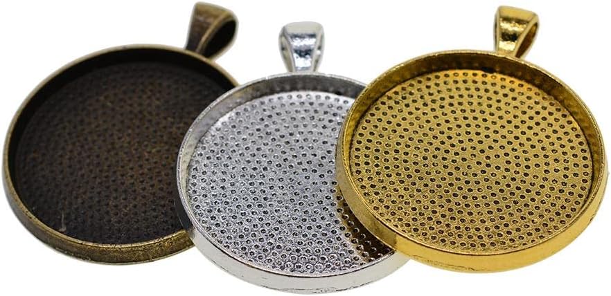 50x Mixed Round Pendant Tray 30mm Setting Bezel Pendant