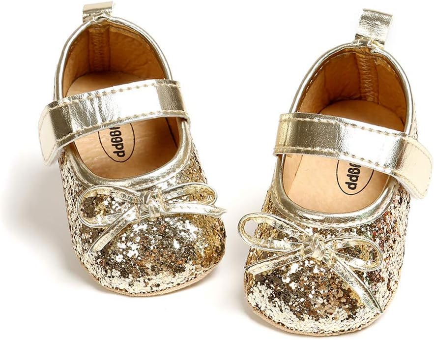 MeckiorSabe Infant Baby Girls Soft Sole Prewalker Crib Mary Jane Shoes Princess Light Shoes