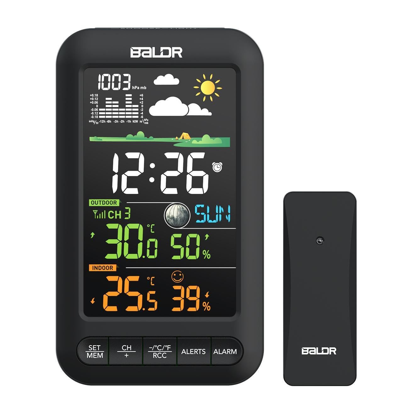 BALDR Wireless Indoor-Outdoor Weather Station, Home Personal Weather Station, Weather Forecaster, Wireless Remote Transmitter, Digital Color Display Temperature & Humidity Monitoring w/Outdoor Sensor-image-47