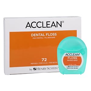 Acclean Dental Floss Nylon Waxed 12 Yards Mint Flavor Patient Size 72 Count