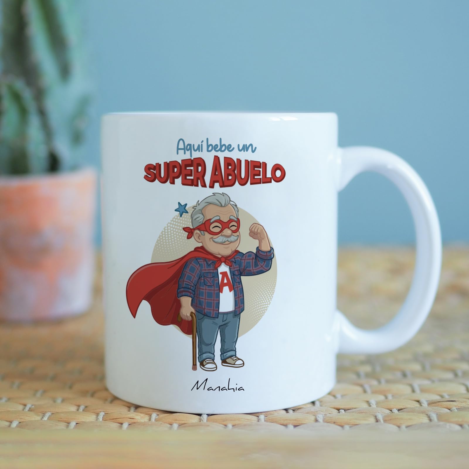 Manahia - Taza Abuelito - Aquí bebe un super abuelo | Regalo Original Nietos, Superabuelo - Idea Sorpresa Día del Padre, Navidad | Caja Regalo Kraft — view 8