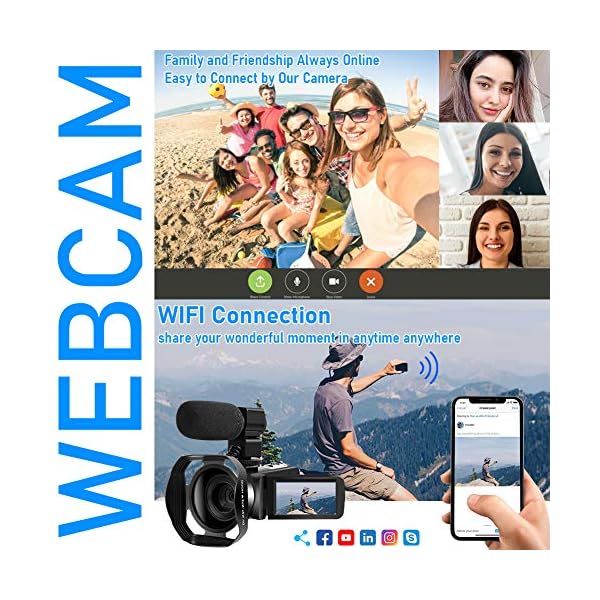 4K Videokamera WiFi Camcorder 48MP Vlogging Kamera 30FPS Digital Camcorder Infrarot Nachtsicht 3 Zoll Touchscreen… – Bild 6