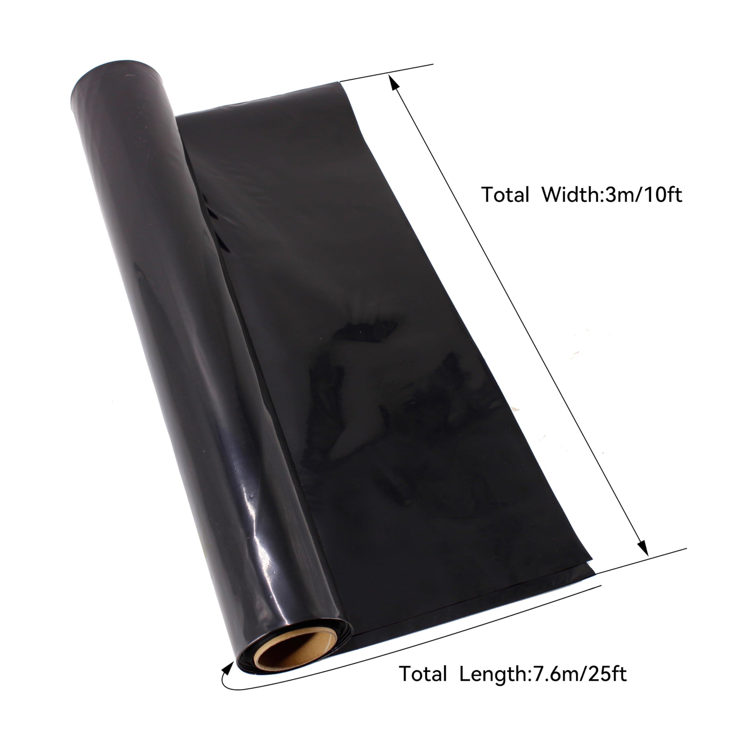 6MIL Schwarze Kunststofffolie Rolle – 3 X 300 M, UV-beständig, Für Bau & Garten