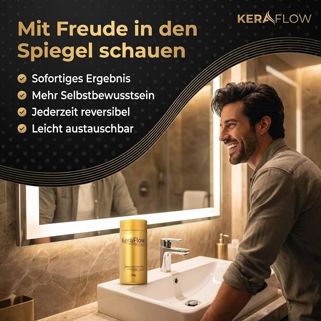STREUHAAR 28g – Schütthaar zur Haarverdichtung für Herren & Damen – Haarpuder Ansatz für dichteres Haar bei dünnem Haar & kahlen Stellen – natürliches Volumen – Mittelbraun