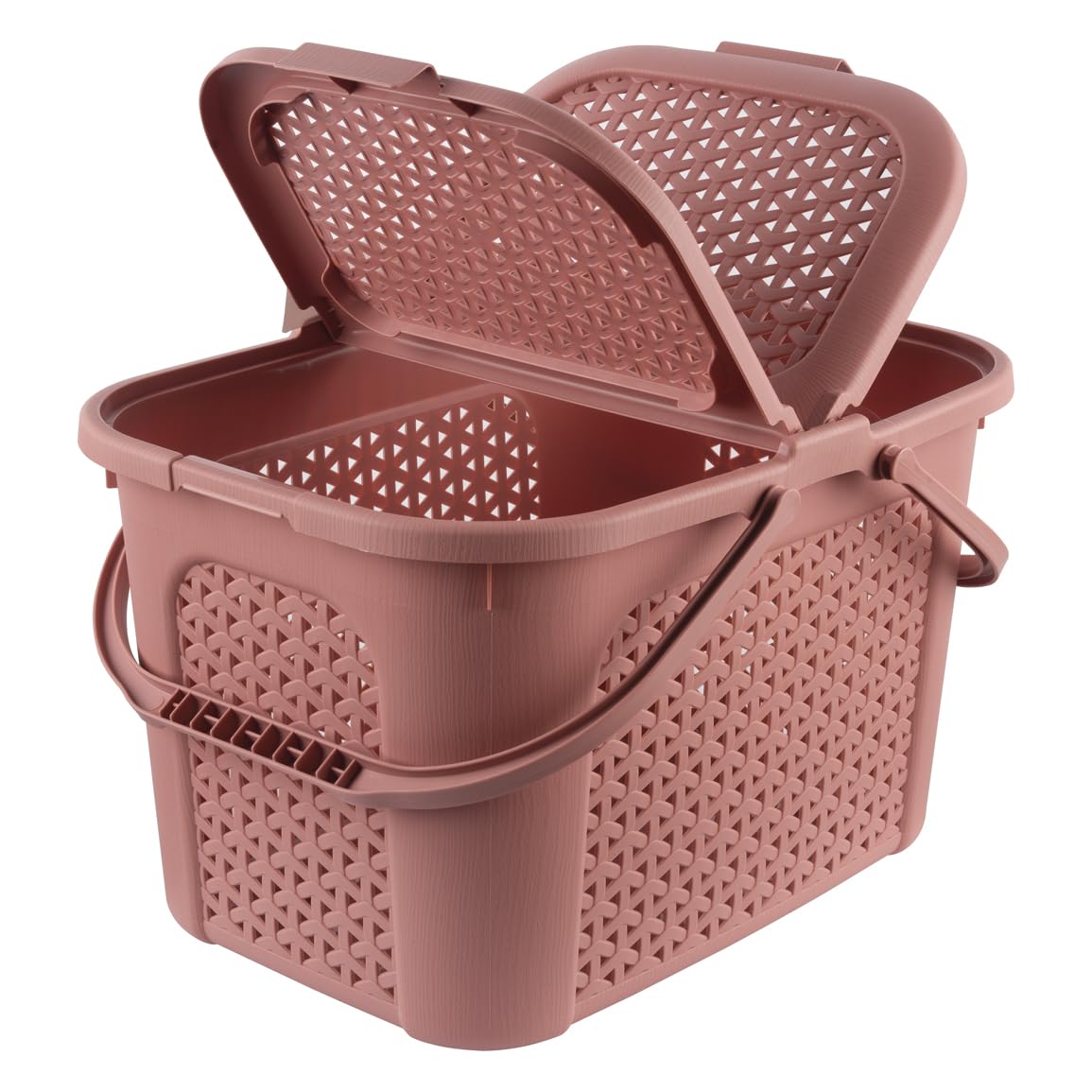 keeeper Panier à Pique-Nique avec Couvercle, Aspect rotin, pour Pique-Nique, Camping et Plus, 35 x 46 x 28,5 cm, Inka, Rouge (Nordic Red)
