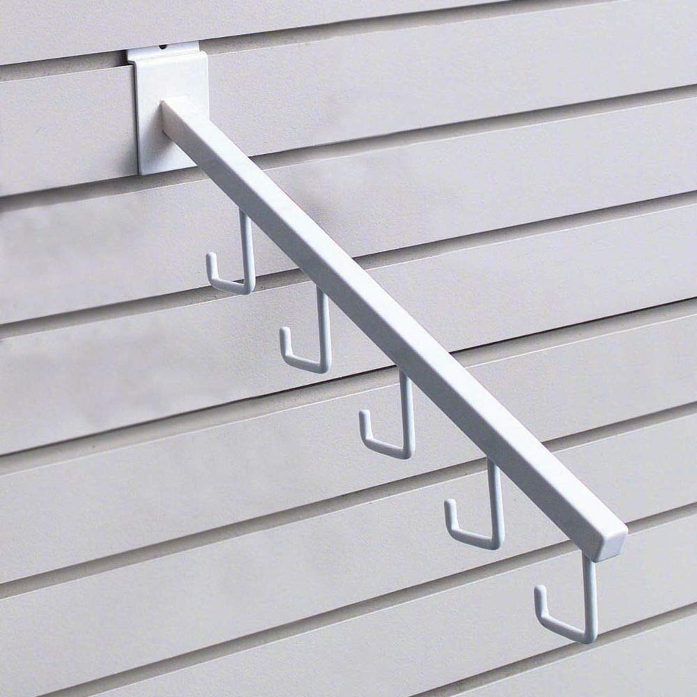 Slatwall Waterfall Faceout Arm White 5 Hooks