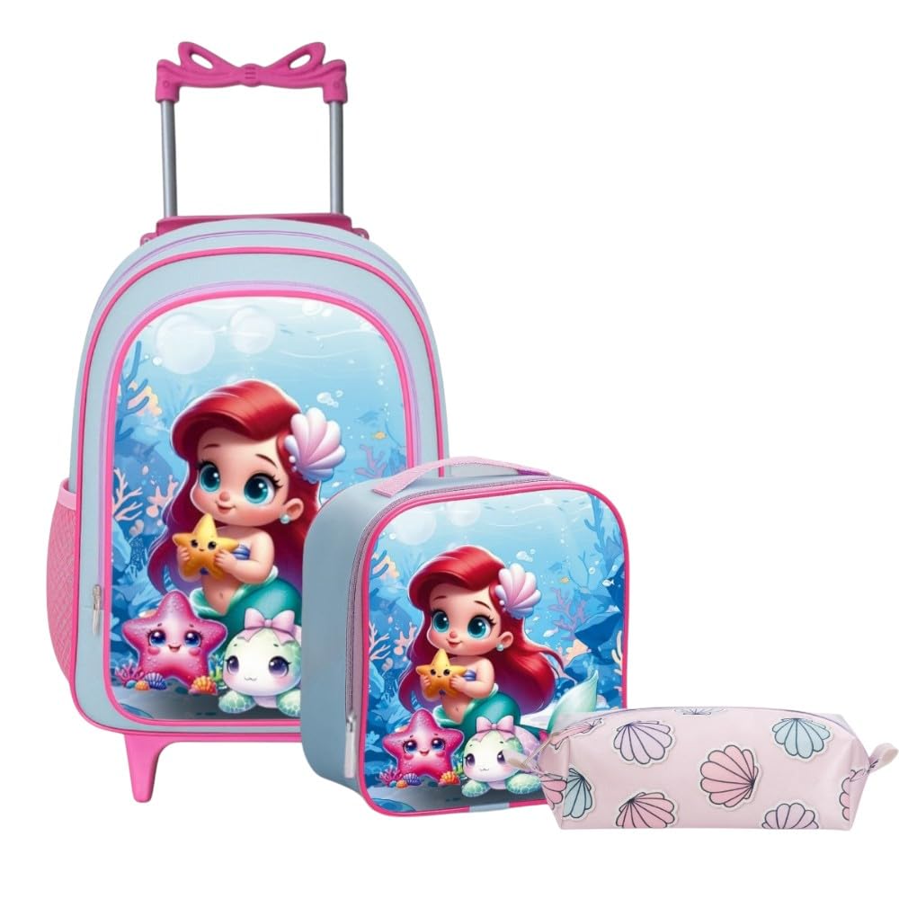 Kit Mochila Escolar com Rodinhas Infantil + Lancheira Térmica + Estojo | Kit Bolsa 3 Peças Menina em promoção! Veja a oferta e mais achadinhos de Mochilas escolares 2 Hoje é o melhor dia para comprar Kit Mochila Escolar com Rodinhas Infantil + Lancheira Térmica + Estojo | Kit Bolsa 3 Peças Menina com aquele preço maroto! Promoção! Aproveite a oferta! 2