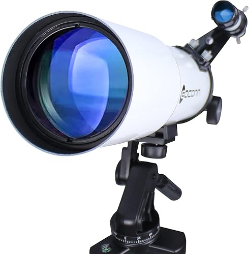Vista 3 de Telescopios para adultos de astronomía, telescopio refractor de 80 mm de apertura y 600 mm para niños y principiantes, telescopio compacto