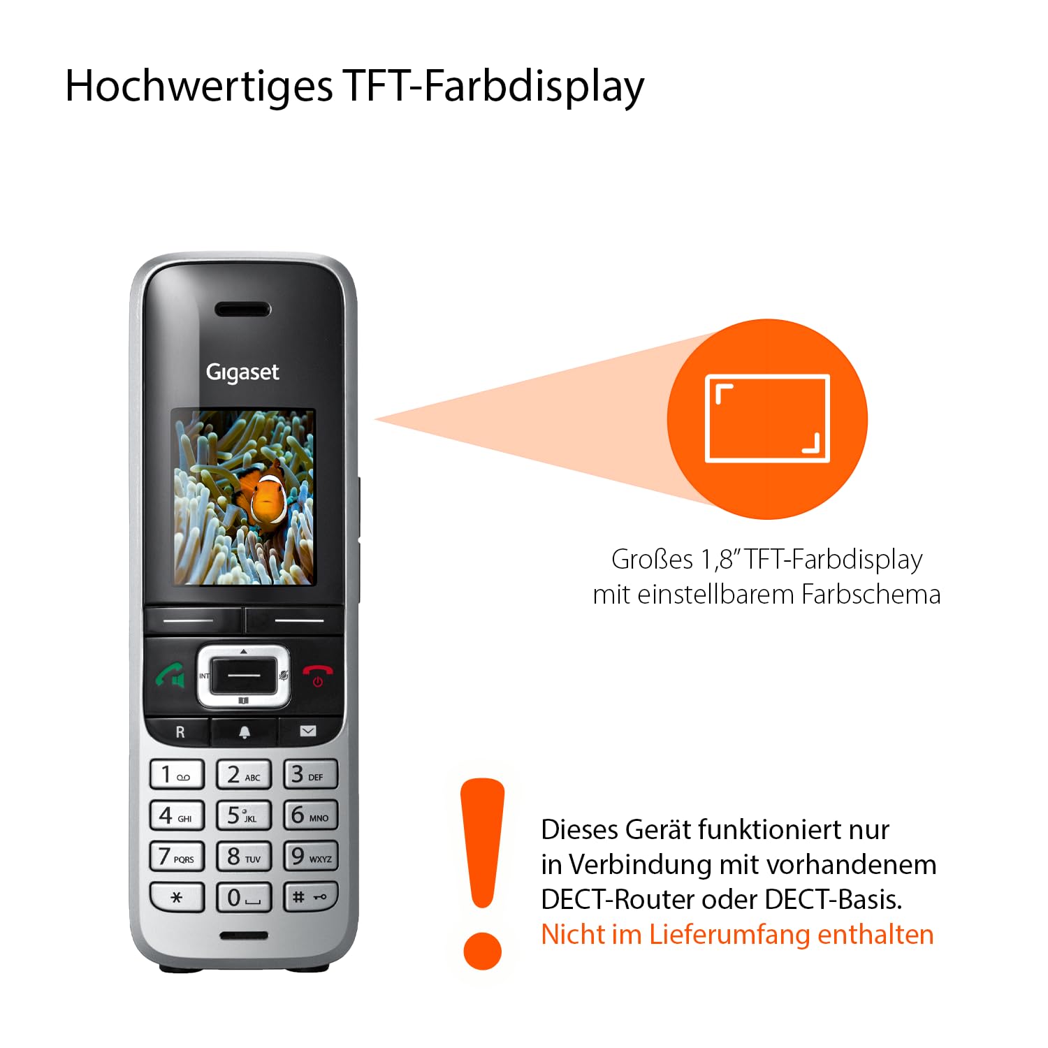Gigaset PREMIUM 100HX - DECT-Mobilteil mit Ladeschale - Fritzbox-kompatibel - Schnurloses Telefon erweiterung für Router und DECT-Basis - Datensynchronisation per USB, top Akustik, platin-schwarz