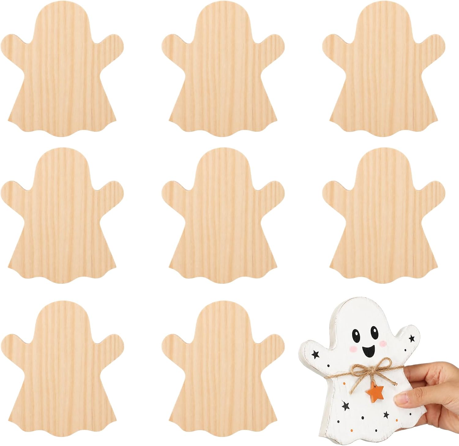 Jetec 9 Pcs Fall Wooden Pumpkins Cutouts for Crafts Unfinished Thick Wood