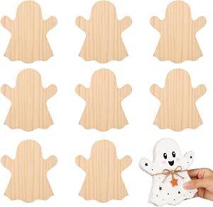 Jetec 9-Piece 6-Inch Unfinished Wooden Ghost Cutouts
