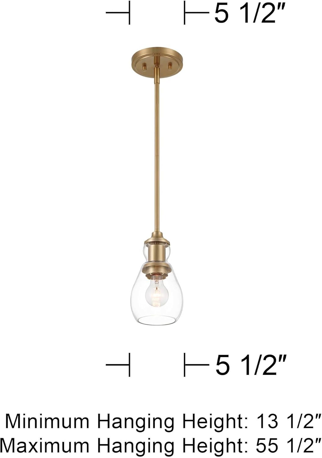 Possini Euro Design Nagano Warm Brass Mini Pendant Light 5 1/2" Wide Modern Glam Clear Glass Round Shade Fixture for Dining Room House Foyer Kitchen Island Entryway Bedroom Living High Ceilings