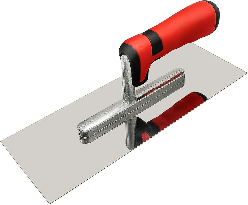 Paleta de acabado plano de acero inoxidable (11 "x 4"), herramientas manuales de construcción para hormigón, cemento, paneles de yeso, azulejos, mampostería