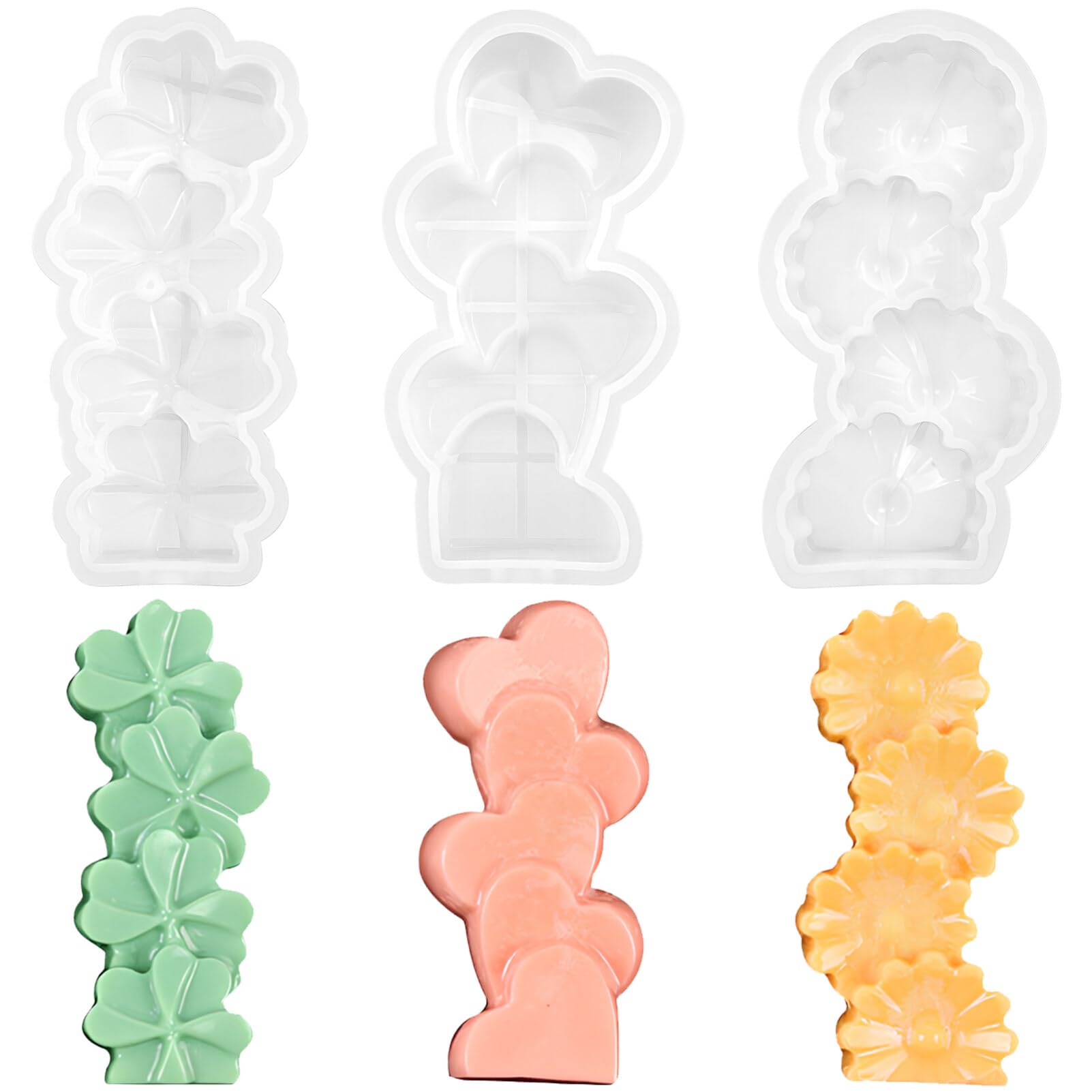 3-Piece Flower Silicone Mold Set For DIY Candles & Soaps - Easy Release Craft Molds