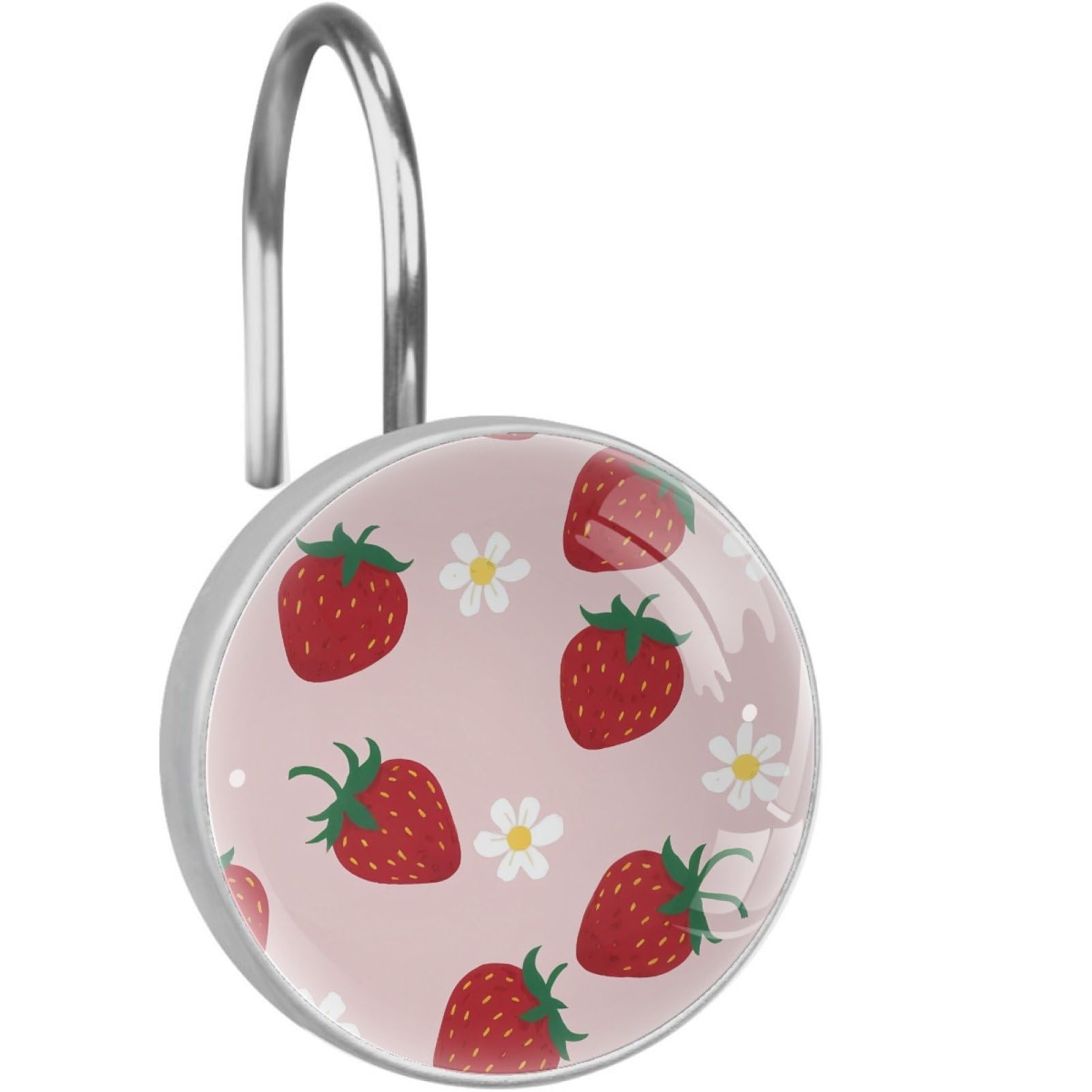 VAPOKF Shower Curtain Hooks, Strawberry Fruit Rust Proof Decorative Shower Curtain Rings, Modern Farmhouse Designer Shower Curtain Hangers for Bathroom, 12Pcs