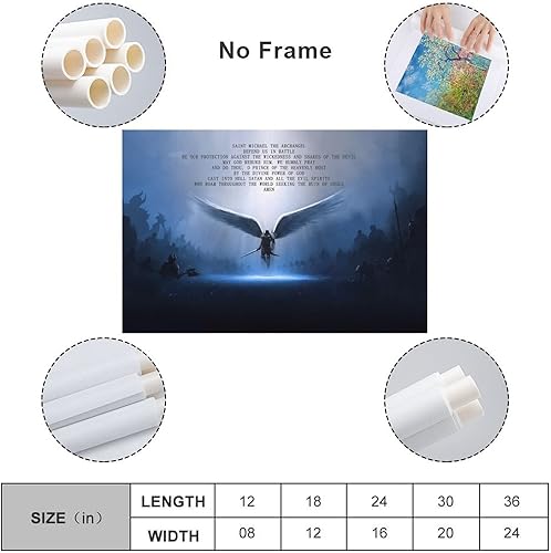 Miniatura 2 de POCHY Póster con citas de inspiración de ángeles, San Miguel Arcángel, defiendenos en batalla, lienzo decorativo para pared, cocina, dormitorio,