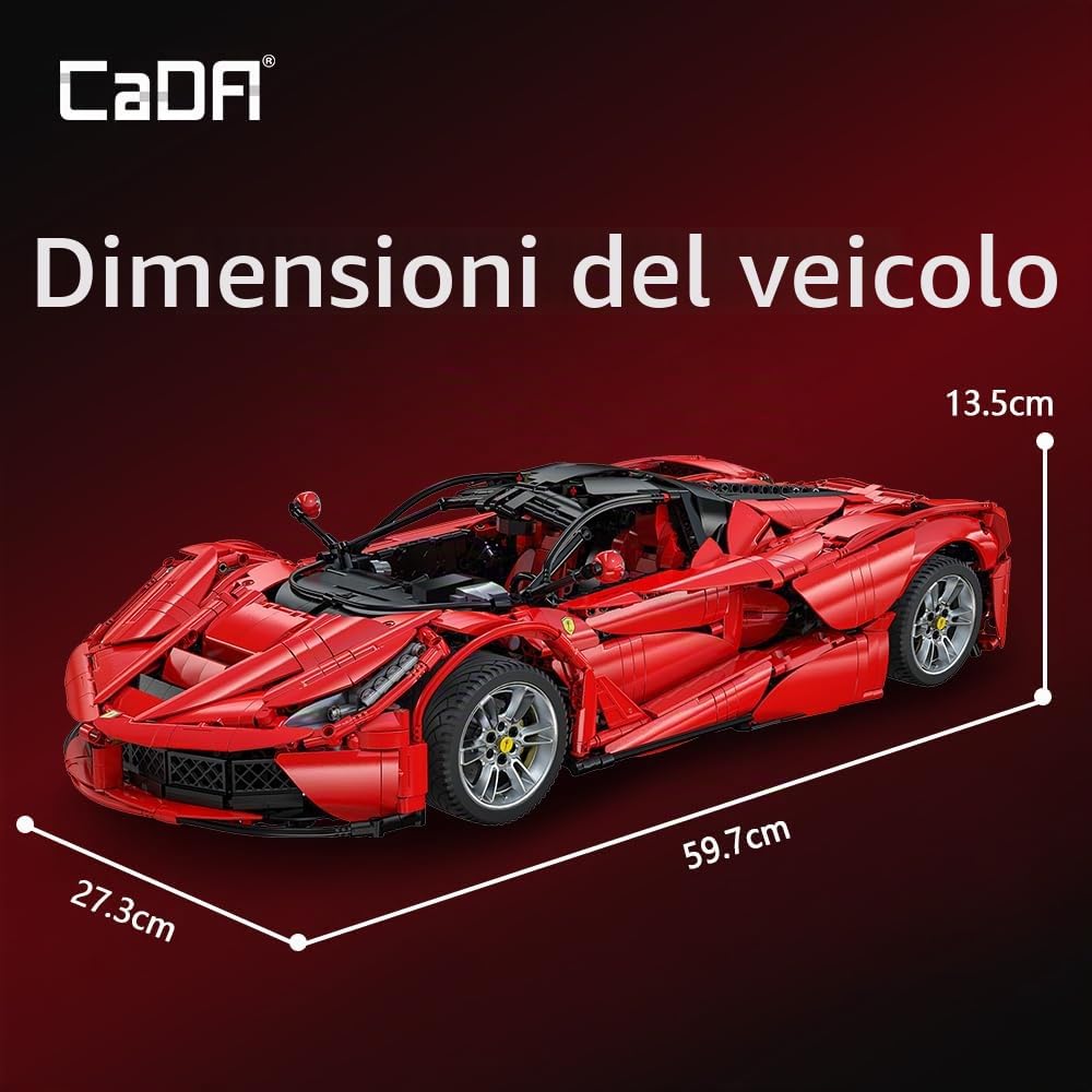 CaDA Master C61505W LaFer Supercar Set di Costruzione, Kit di Blocchi da Costruzione Auto Sportiva in Scala 1:8 per Adulti, Giocattolo da Collezione Motorsport MOC per Uomini e Adolescenti - 4739