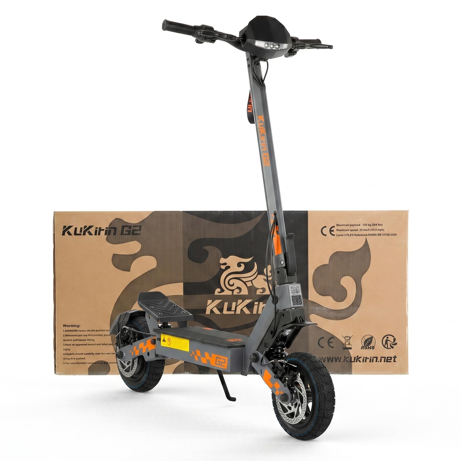 KuKirin G2 Monopattino Elettrico Adulto Pieghevole, Versioni 500W e 800W Performance, Pneumatici Tubeless 10 Pollici, Doppia Sospensione, Doppio Freno a Disco